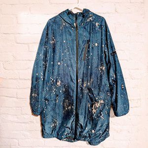 Acid Wash Print Rain Coat